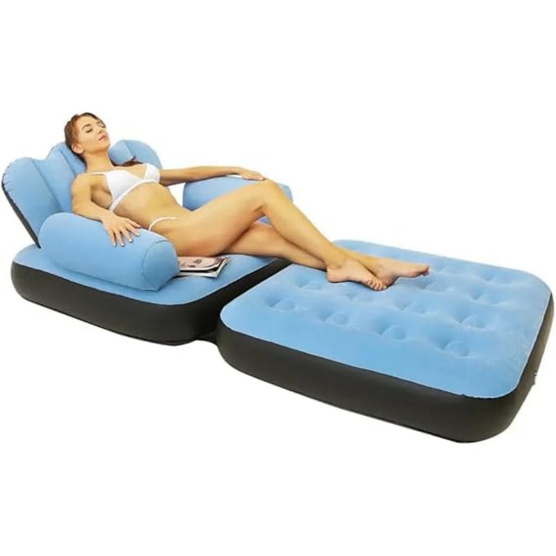 ZAMZIN Inflatable Sofa Bed with Air Pump/Portable, Foldable, Lazy Lounge Chair for Outdoor, Camping, Travel, Living Room & Bedroom - Quick Inflate, Easy Storage, Comfortable & Multi-Functional - Image 2