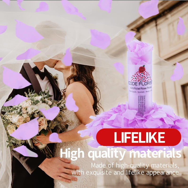 CODE FLORIST 1500 PCS Silk Rose Petals for Valentine's Day Fake Rose Petals for Romantic Night Wedding Proposal Anniversary Flower Decorations(Separated Scented Baby Purple) - Image 3
