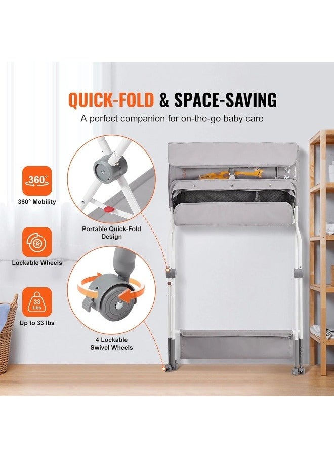 Baby Changing Table, Folding Diaper Changing Station with Lockable Wheels, Portable Changing Table 3-Level Adjustable Heights, with Storage Basket & Hanging Racks for Newborns & Infant - pzsku/ZCAAA02A6E4F39ADD6D72Z/45/_/1740650849/7dc45e73-5752-4ee1-b28f-609c9312bbcb