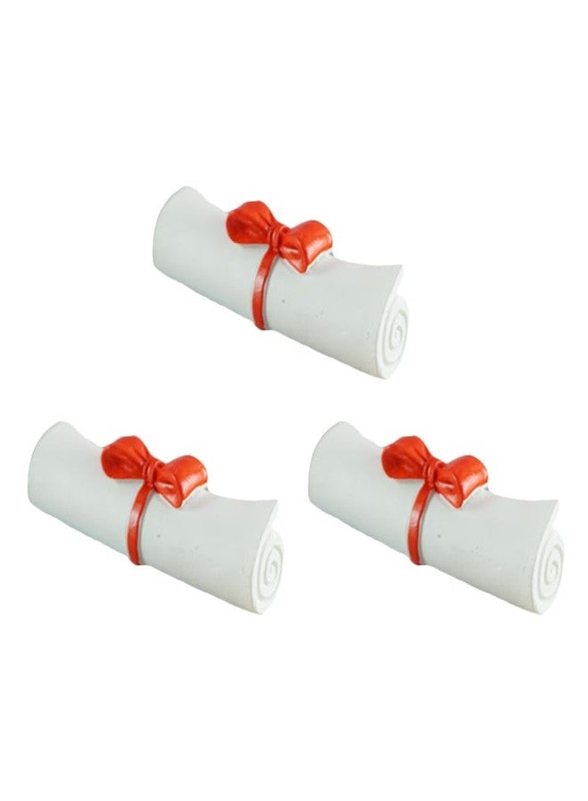 NAMOARLY 3pcs Mini Scroll Model Senior Year Adornment Cake Graduate Decor Graduation Certificate Model Resin Figurine Decor Certificate Scroll Ornament Micro Landscape Ornament Resin Craft, 5.5X1.5X1CM - Image 1