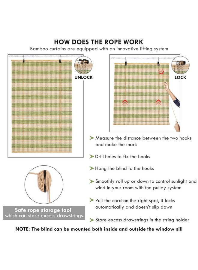 ABOUT SPACE Bamboo Curtains - W 3 ft x H 6 ft - Rope Mechanism Roll Up Down Bamboo Shade for Sunlight, Dust Protection Window Chick Blinds for Balcony, Restaurant, Hotel, Dhaba, Resort - Image 3