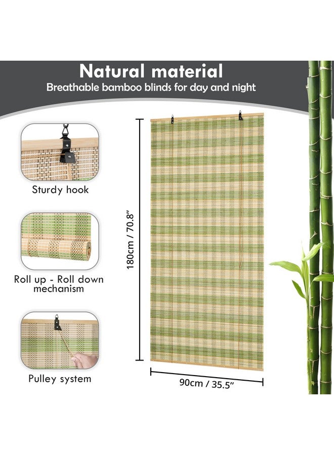 ABOUT SPACE Bamboo Curtains - W 3 ft x H 6 ft - Rope Mechanism Roll Up Down Bamboo Shade for Sunlight, Dust Protection Window Chick Blinds for Balcony, Restaurant, Hotel, Dhaba, Resort - Image 2