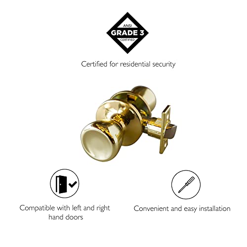 Design House 728303 Terrace 6-Way Universal Passage Hall and Closet Door Knob Polished Brass - Image 3