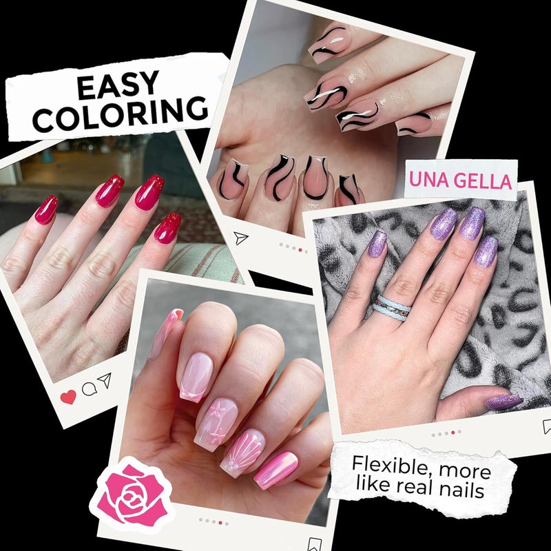 UNA GELLA Short Coffin Nail Tips: 216pcs Short Coffin Press on Nails Pre-shape Gel Nail Tips for Full Cover Acrylic Nails False Nails For Nail Extension Home DIY Salon 12 Sizes Gelly Tips - Image 3