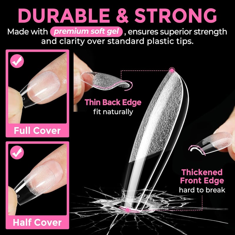 UNA GELLA Short Coffin Nail Tips: 216pcs Short Coffin Press on Nails Pre-shape Gel Nail Tips for Full Cover Acrylic Nails False Nails For Nail Extension Home DIY Salon 12 Sizes Gelly Tips - Image 5