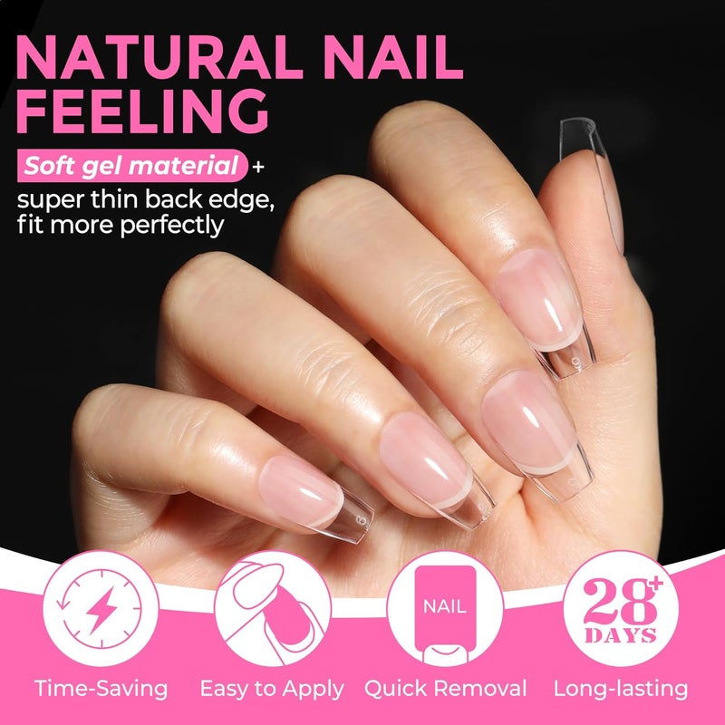 UNA GELLA Short Coffin Nail Tips: 216pcs Short Coffin Press on Nails Pre-shape Gel Nail Tips for Full Cover Acrylic Nails False Nails For Nail Extension Home DIY Salon 12 Sizes Gelly Tips - Image 4