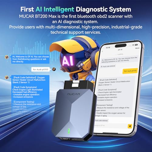 MUCAR AIAssisted OBD2 Scanner Bluetooth Lifetime Update BT200 MAX Compatible with ELM327 All System OBD2 Diagnostic Tool with 15 Resets for iOS Android CANFD Protocol Autoauth for FCA SGW - Image 3