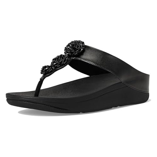 FitFlop Women's Fino Beadie-Button Metallic Toe-Post Sandals, Metallic Black, 7 - Image 2