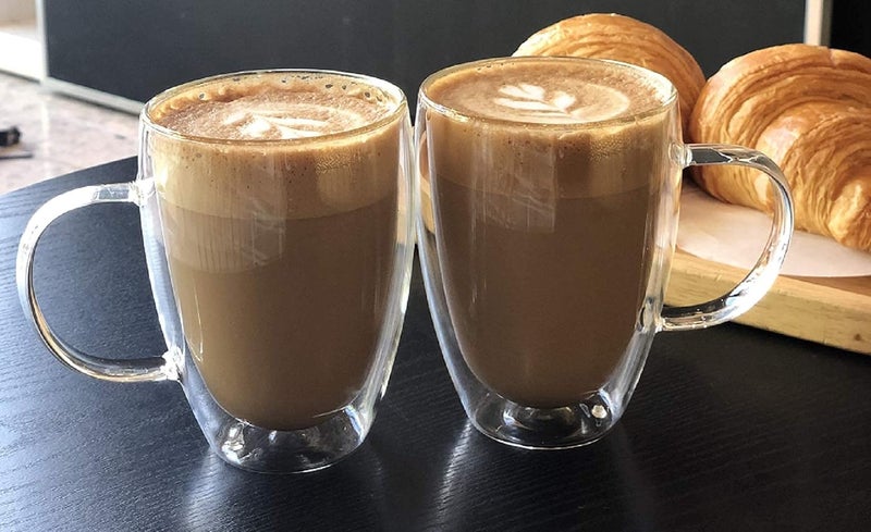 we3 Double Walled Glass Coffee Mugs with Handle,350ml Insulated Coffee Cups,Clear Borosilicate Glass Mugs,Perfect for Cappuccino,Tea,Latte,Hot Beverage (Pack of 2) - Image 5