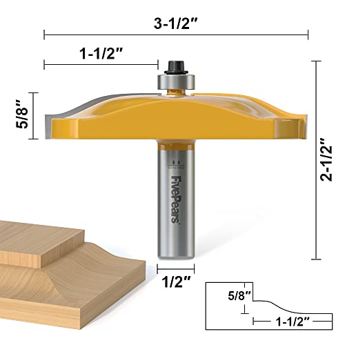 Fivepears Ogee Raised Panel Router Bit 1/2 Inch Shank for Making Cabinet Door, 3-1/2-Inch Diameter, Used in Combination with Rail and Stile Router Bit - Image 2