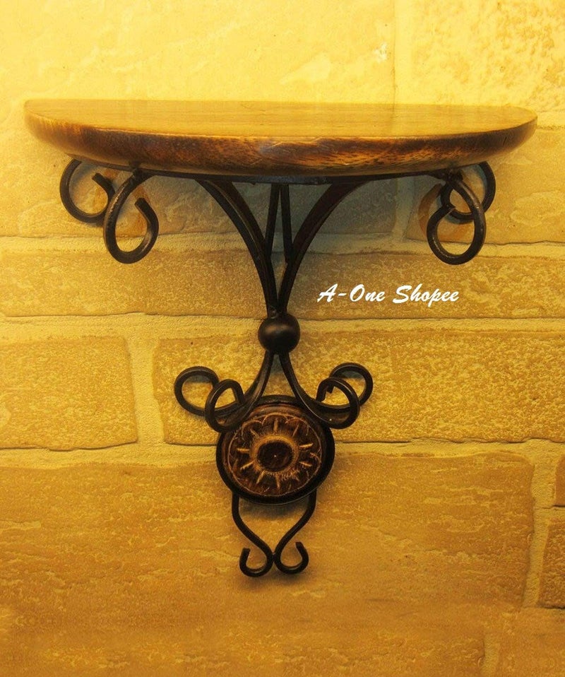 AOne Shopee Beautiful Wood Wrought Iron Fancy Wall Bracket Wall Shelf - Image 1
