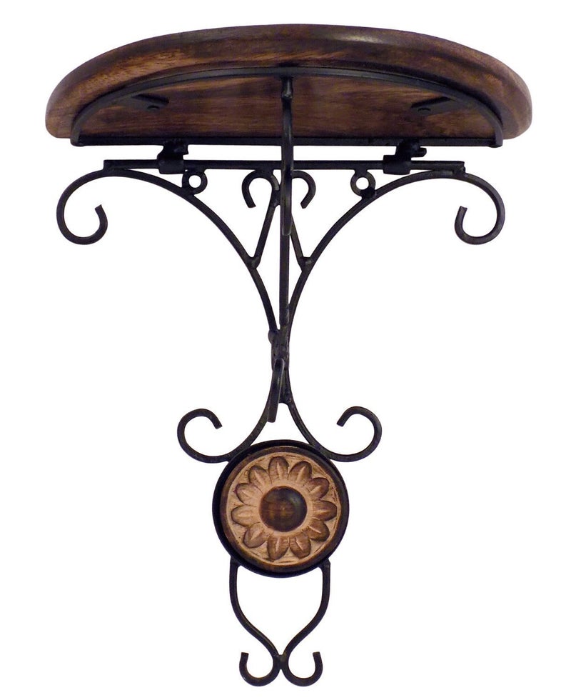 AOne Shopee Beautiful Wood Wrought Iron Fancy Wall Bracket Wall Shelf - Image 2