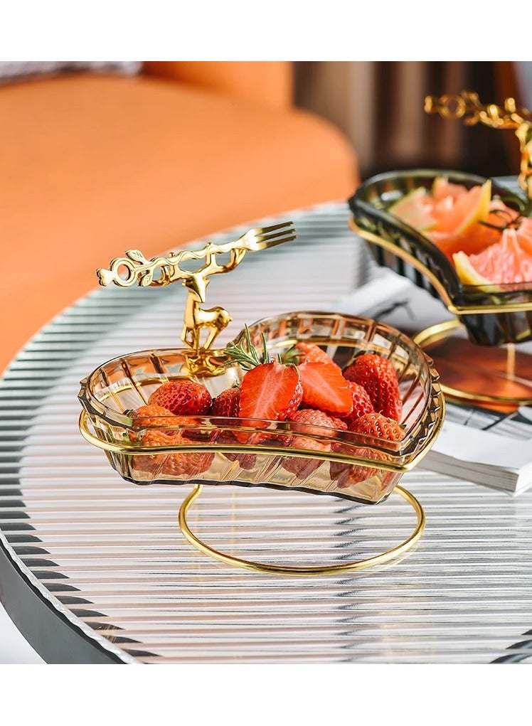 DubaiGallery Dried Fruit Salad Plate Snack Dish Transparent Heart Shape Dessert Jar Dish Grid Food Storage Preserved Tray Box Lid Bowl Luxury - Image 1