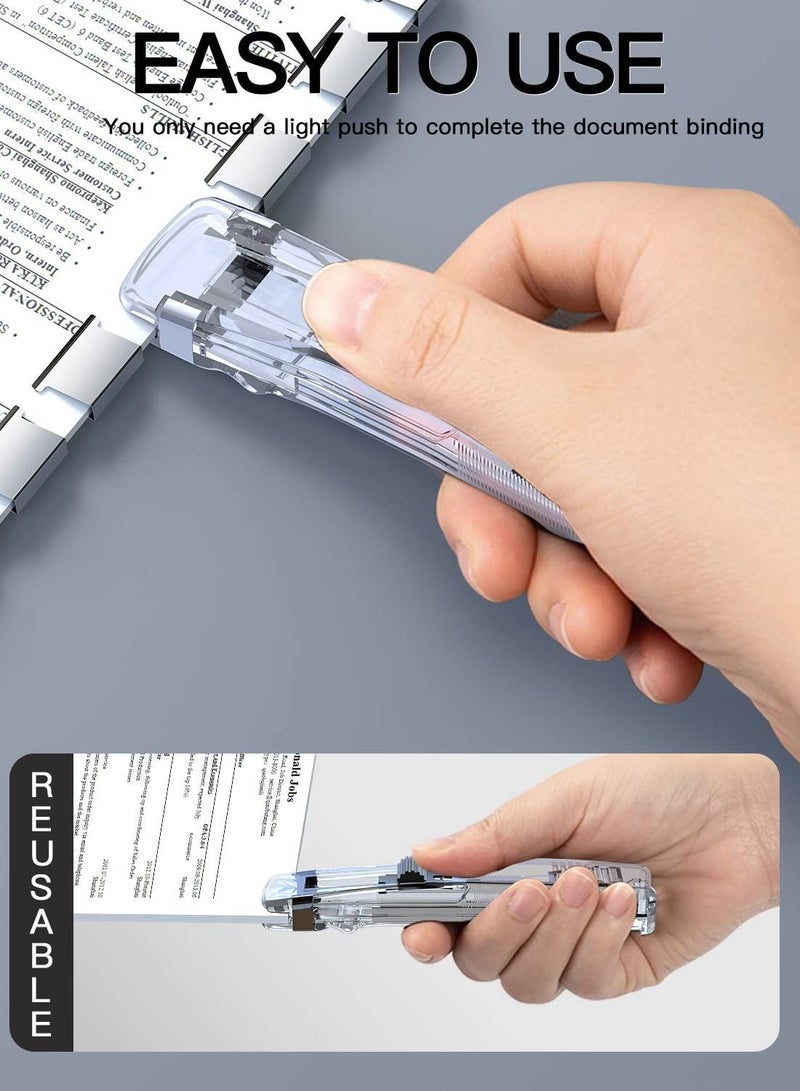 Generic Stapler Set, New Style - Transparent Push Clip With 50 Reusable Clips, Durable Portable Stapler, 40 Sheets Capacity, Suitable For Home Office, School Supplies or Desk Accessories  - Image 2