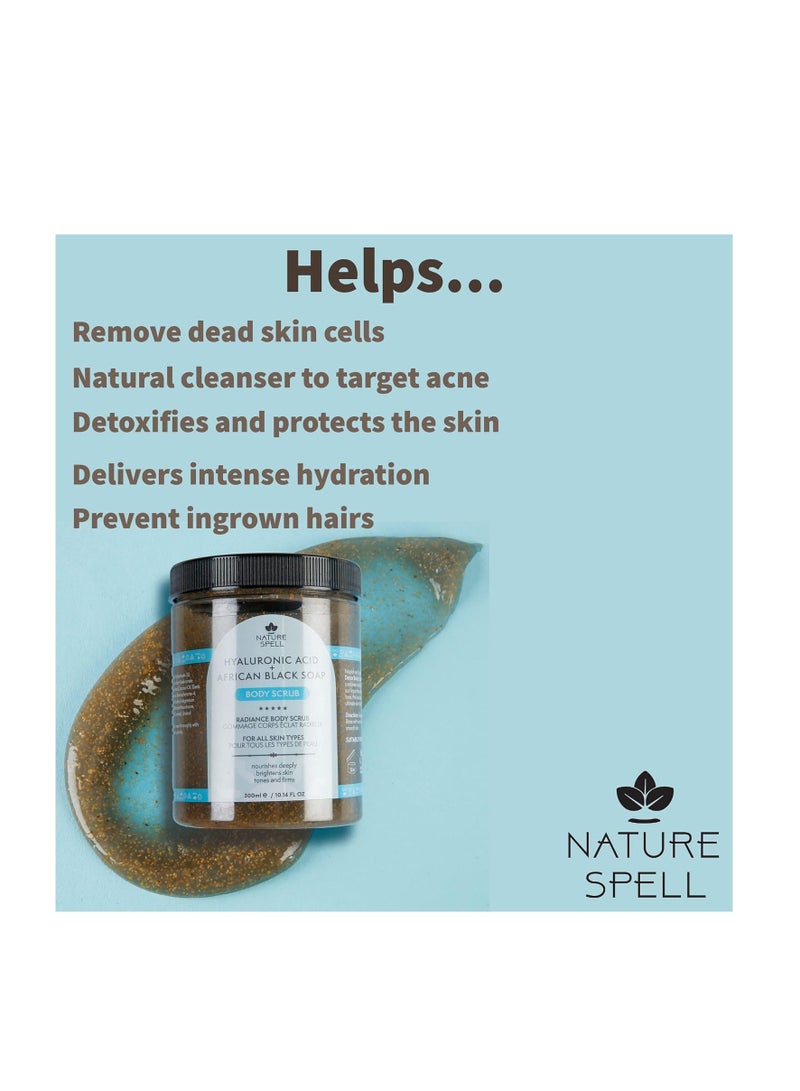 نايتشر سبيل مقشر الجسم من Nature Spell بحمض الهيالورونيك وصابون الأفريقي الأسود 300 مل - ينظف ويرطب البشرة - Image 3