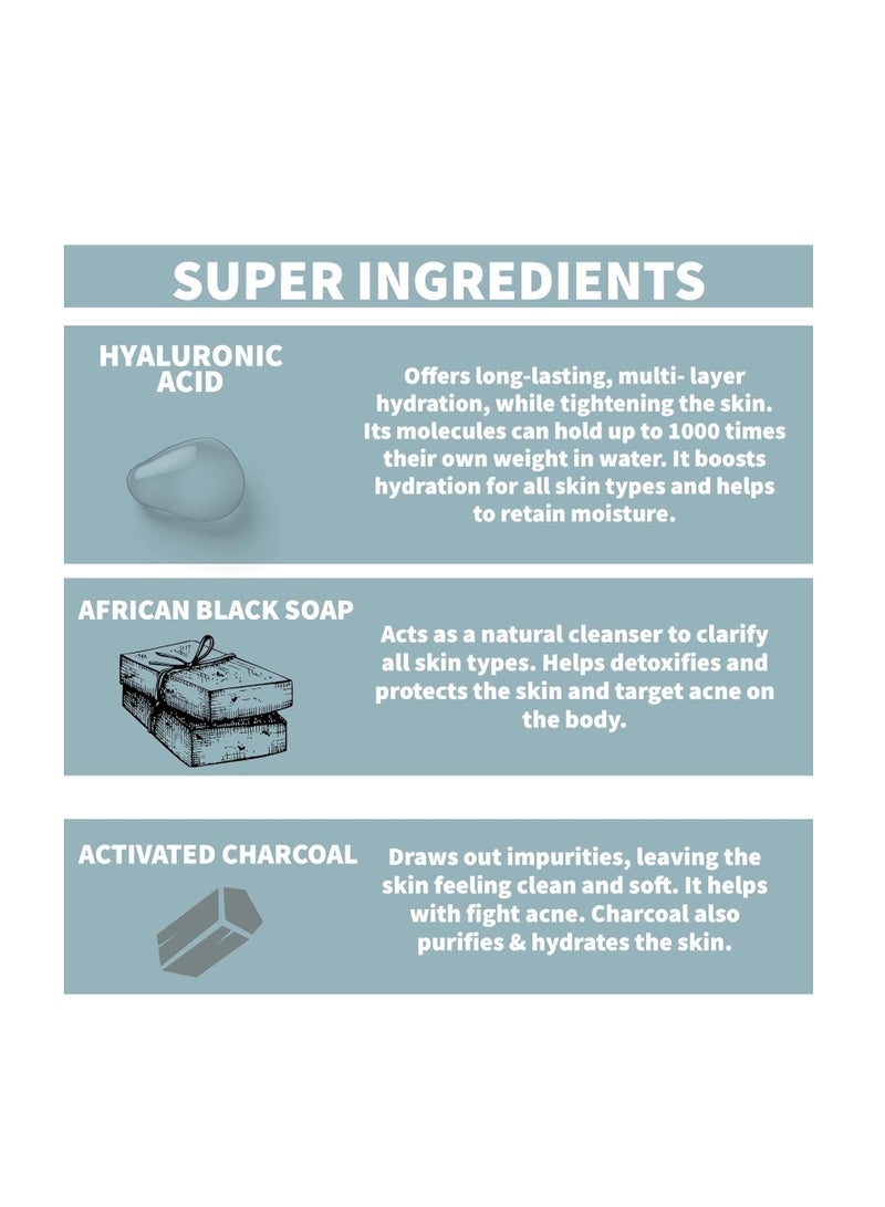 نايتشر سبيل مقشر الجسم من Nature Spell بحمض الهيالورونيك وصابون الأفريقي الأسود 300 مل - ينظف ويرطب البشرة - Image 4