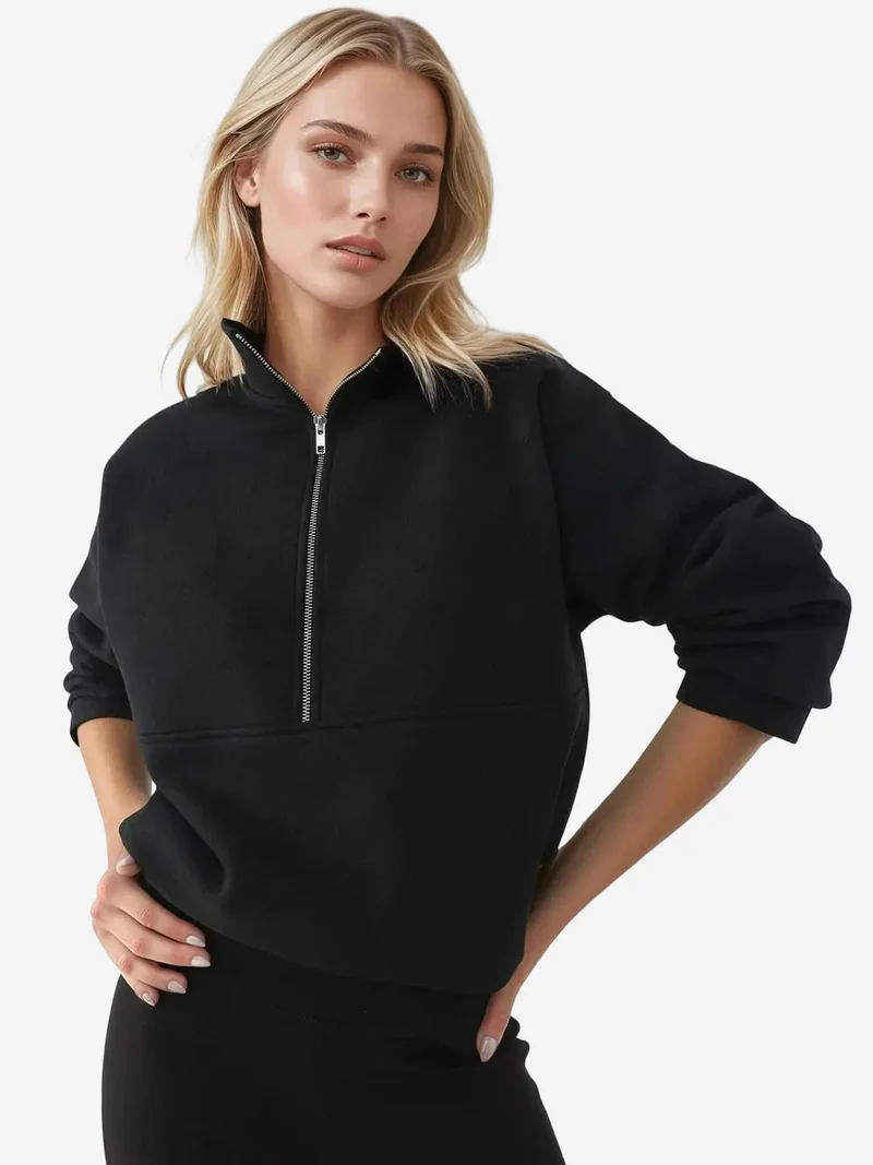 HICCUP Relaxed Fit Long Sleeve Zipper Sweatshirt
