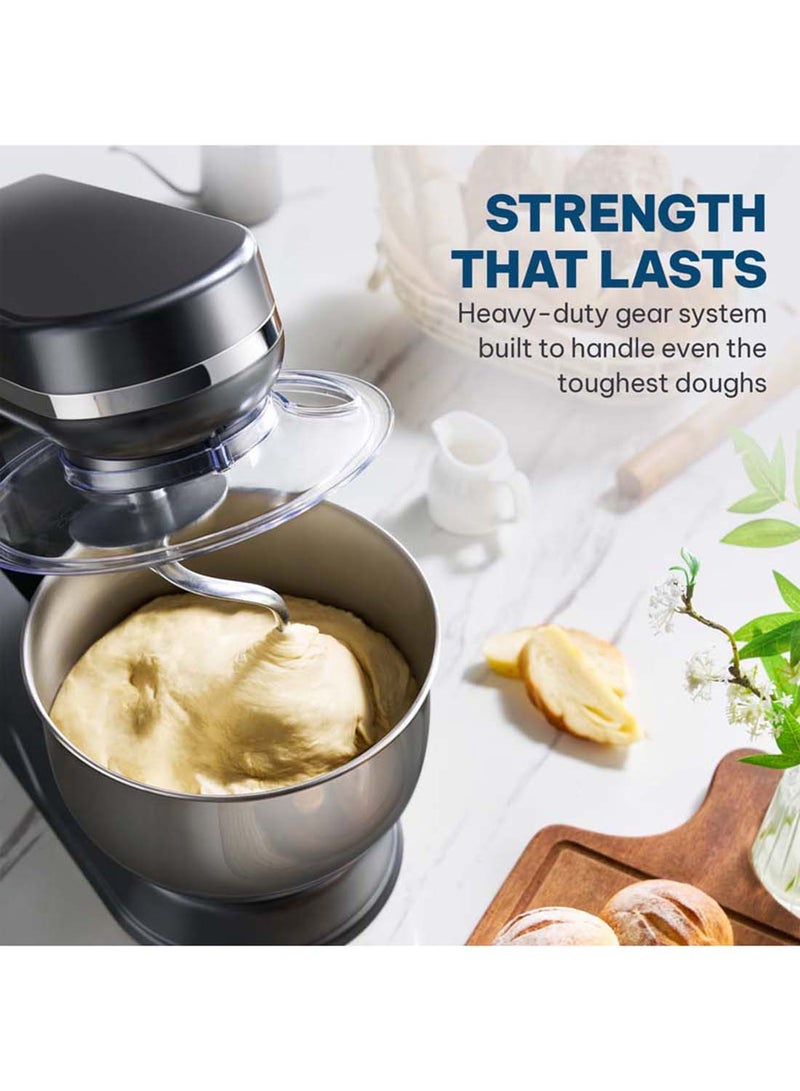 Blaupunkt Stand Mixer 1000W – 6-Speed with Pulse, 5L Stainless Steel Bowl, Dough Hook, Beater, Whisk, Metal Gear, Planetary Mixing, Splash Guard, Tilt Head, 2-Year Warranty - Image 5