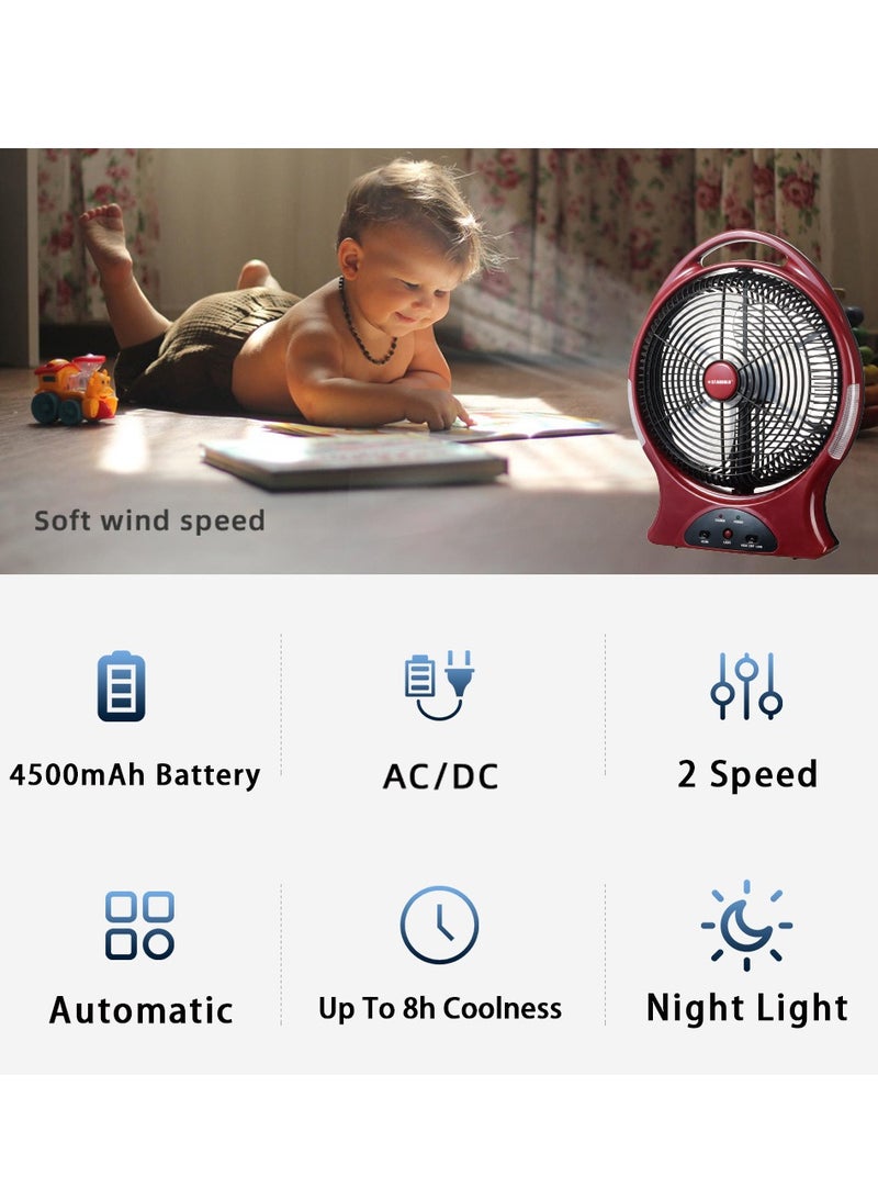 ستارجولد مروحة قابلة لإعادة الشحن 12 بوصة AC / DC تتأرجح مروحة 22 وات مع 8 قطع إضاءة LED فائقة السطوع - Image 4