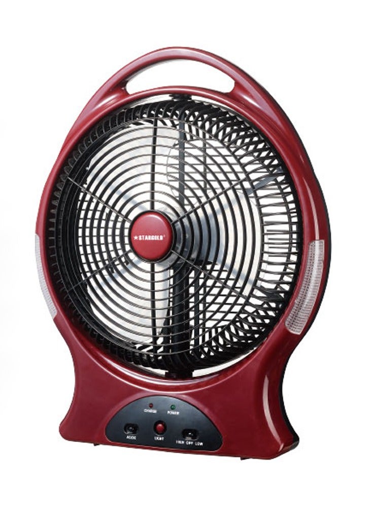 ستارجولد مروحة قابلة لإعادة الشحن 12 بوصة AC / DC تتأرجح مروحة 22 وات مع 8 قطع إضاءة LED فائقة السطوع - Image 1