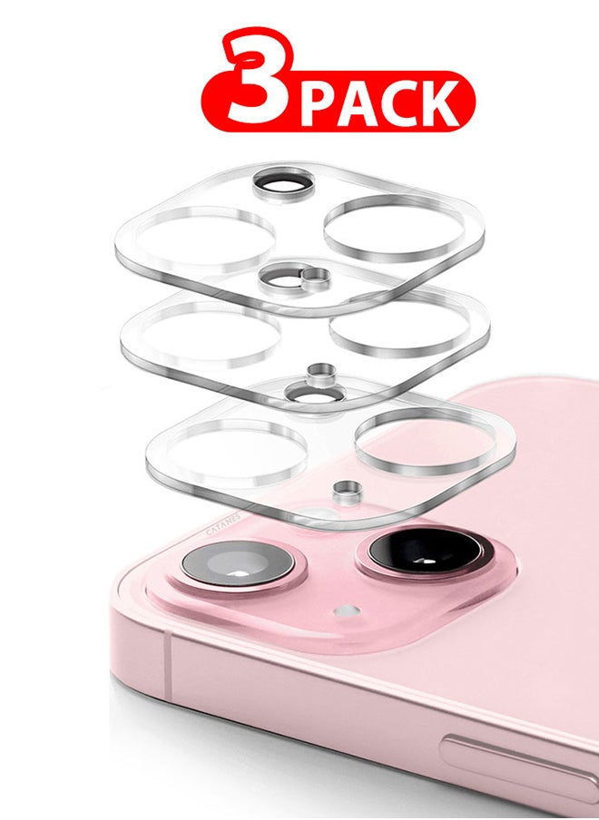 CATANES 3 Packs For iPhone 15 Plus 6.7 inch Camera Lens Protector Tempered Glass 9H Hardness Ultra HD Anti-Scratch Easy to Install Case Friendly Clear Full Coverage Guard  - Image 1