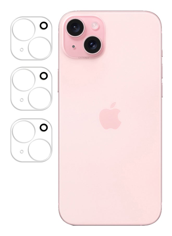 CATANES 3 Packs For iPhone 15 Plus 6.7 inch Camera Lens Protector Tempered Glass 9H Hardness Ultra HD Anti-Scratch Easy to Install Case Friendly Clear Full Coverage Guard  - Image 4