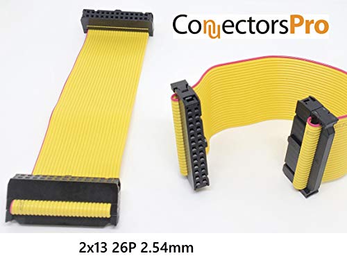 Connectors Pro 2-Pack IDC 2x13 26P 2.54mm Female Connector 20cm 7.5 Inches Yellow Flat Ribbon Cable, Double Rows 26 Pins 0.1” Pitch FC F/F (26P-20cm-2PK) - Image 2