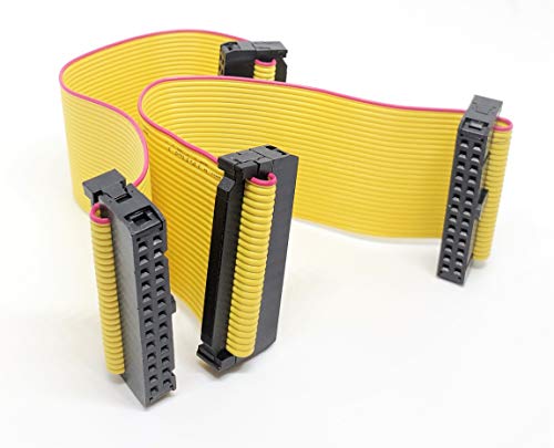 Connectors Pro 2-Pack IDC 2x13 26P 2.54mm Female Connector 20cm 7.5 Inches Yellow Flat Ribbon Cable, Double Rows 26 Pins 0.1” Pitch FC F/F (26P-20cm-2PK) - Image 1