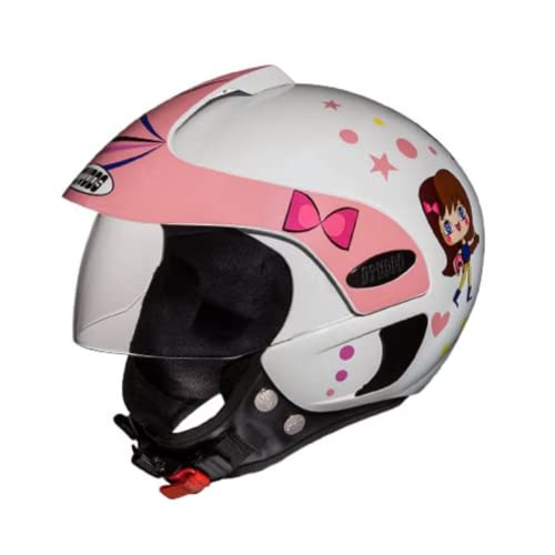Studds Marshall D1 Open Face KIDS Helmet (Girl's, White Pink, XS) - Image 1