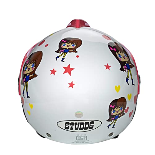 Studds Marshall D1 Open Face KIDS Helmet (Girl's, White Pink, XS) - Image 4