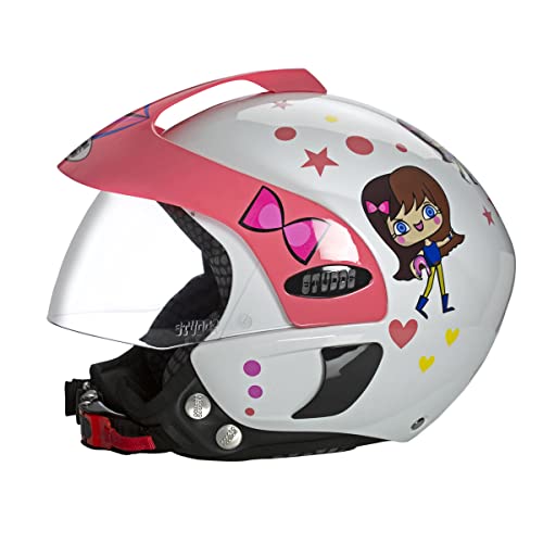 Studds Marshall D1 Open Face KIDS Helmet (Girl's, White Pink, XS) - Image 3