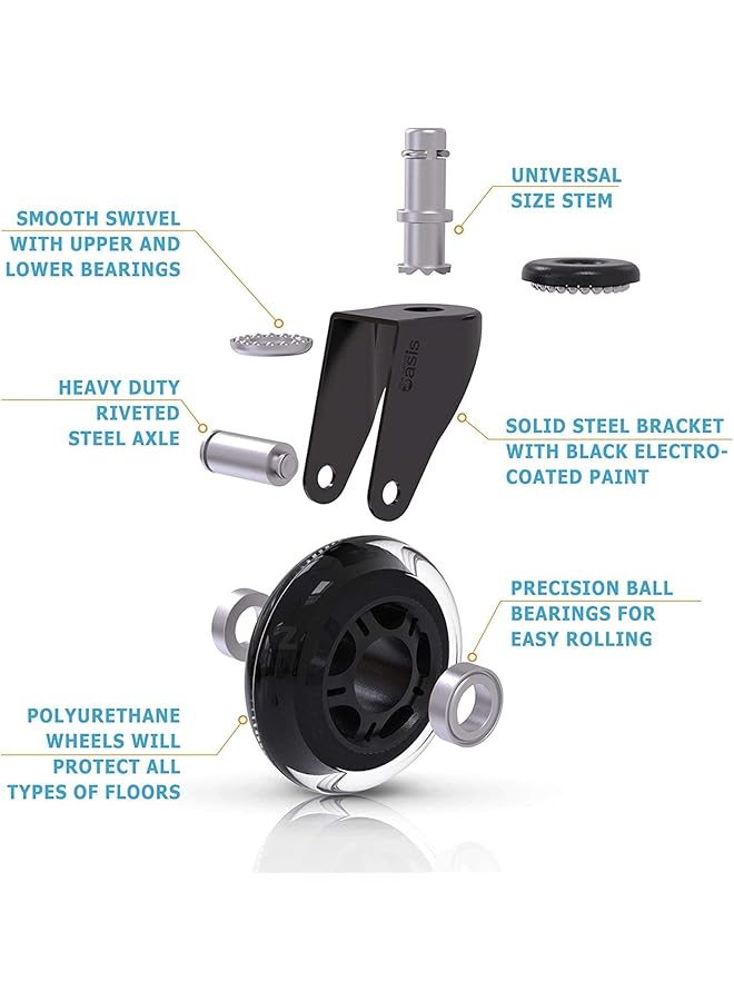 erorex Office Chair Caster Wheels Set Of 5 Heavy Duty And Safe For All Floors Including Hardwood Perfect Replacement For Desk Floor Mat Rollerblade Style W Universal Fit - Image 4