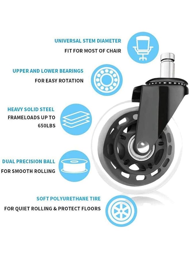 erorex Office Chair Caster Wheels Set Of 5 Heavy Duty And Safe For All Floors Including Hardwood Perfect Replacement For Desk Floor Mat Rollerblade Style W Universal Fit - Image 2