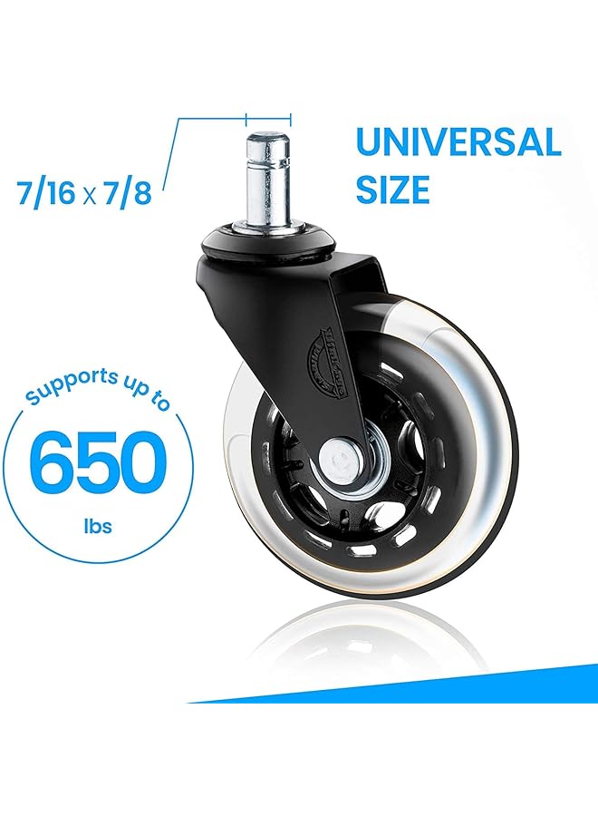 erorex Office Chair Caster Wheels Set Of 5 Heavy Duty And Safe For All Floors Including Hardwood Perfect Replacement For Desk Floor Mat Rollerblade Style W Universal Fit - Image 3