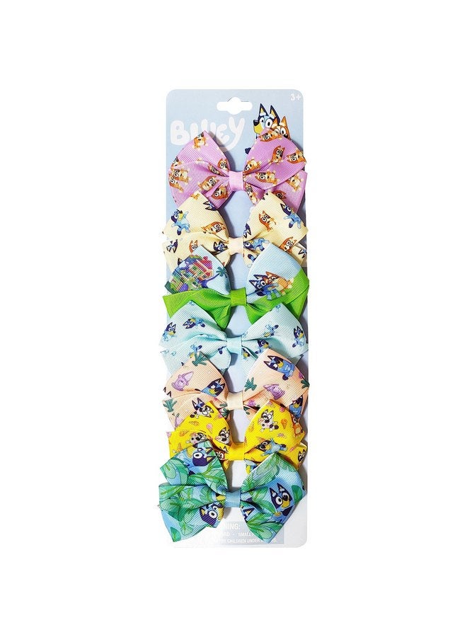 لوف هير ربطات شعر بلوي كيدز - مجموعة هدايا إكسسوارات الشعر - 7 قطع من ربطات الشعر مقاس 4 بوصات - للبنات - طباعة مختلفة على كل مشبك - مشبك على شكل تمساح - للأعمار من 3 سنوات فما فوق - Image 1