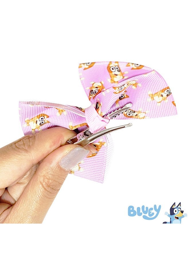 لوف هير ربطات شعر بلوي كيدز - مجموعة هدايا إكسسوارات الشعر - 7 قطع من ربطات الشعر مقاس 4 بوصات - للبنات - طباعة مختلفة على كل مشبك - مشبك على شكل تمساح - للأعمار من 3 سنوات فما فوق - Image 4