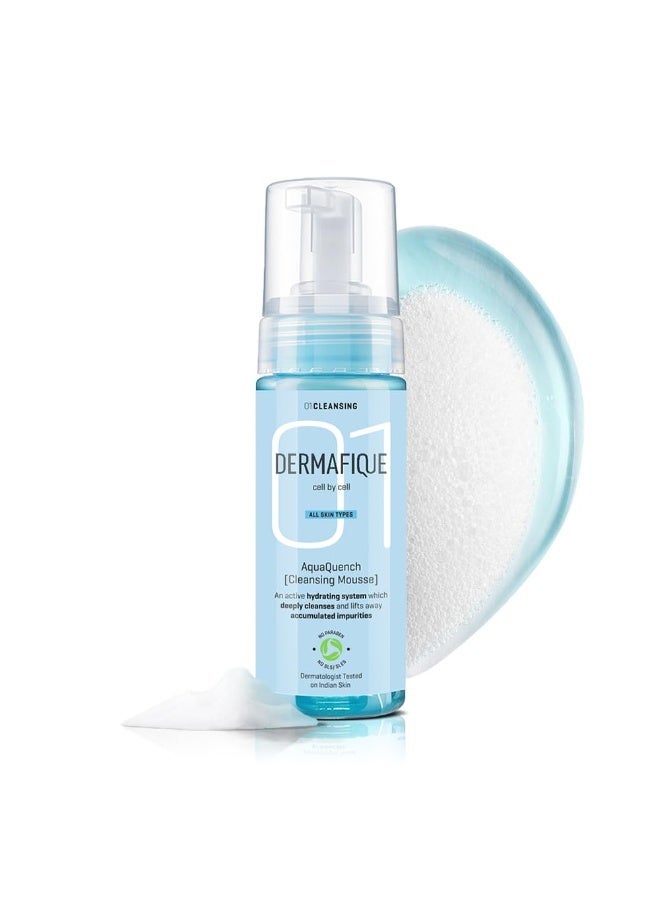 Dermafique Aquaquench Cleansing Mousse, 150 ml - For Dry Skin - Foaming Face Wash- For Deep Cleansing and Hydration - Dermatologist Tested - Image 1