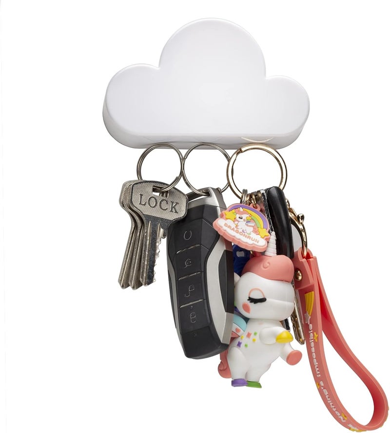 TWONE White Cloud Magnetic Wall Key Holder - Easy to Mount - Powerful Magnets Keep Keychains and Loose Keys Securely in Place - Image 1