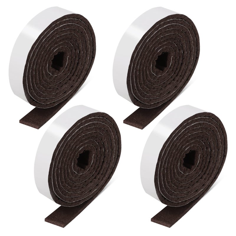 Zonon 4 Rolls 12 x 60 Inch Felt Strips with Adhesive Backing Felt Tapes Rolls Furniture SelfStick Heavy Duty Polyester for Protecting Furniture and DIY AdhesiveBrown