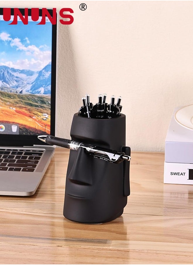 UNUNS Pen Holder For Desk,Pencil Holder With Glasses Holder,Makeup Brush Holder,Desk Accessories,Office Decor,School Home Organizer,Black  - Image 1