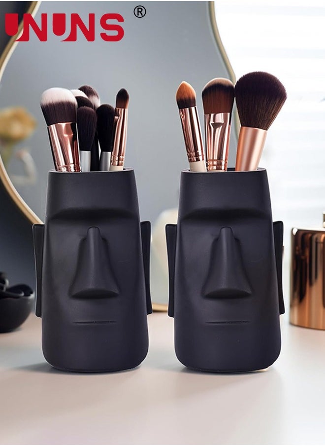 UNUNS Pen Holder For Desk,Pencil Holder With Glasses Holder,Makeup Brush Holder,Desk Accessories,Office Decor,School Home Organizer,Black  - Image 3
