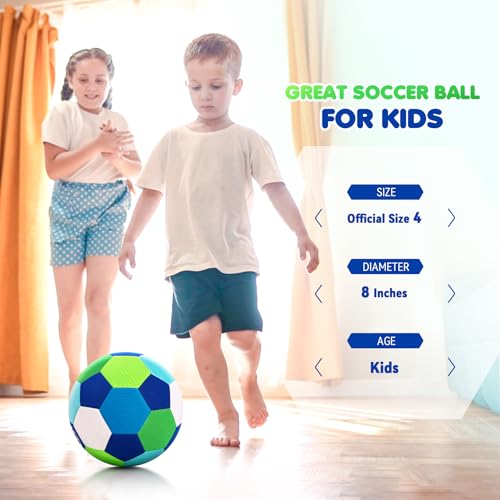 INPODAK House Soccer Ball, Kids Indoor Soccer Ball Size 4 with Pump Deflated, Silent Ball for Inside House for Toddler Boys Girls - Image 2