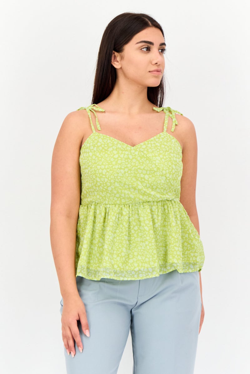 ONLY Women Straight Across Sleeveless Floral Peplum Top, Multicolor  - Image 1
