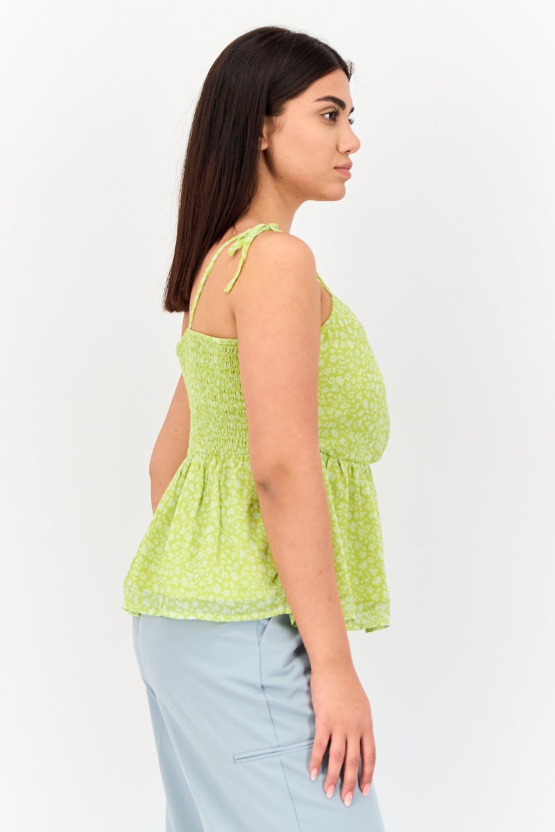 ONLY Women Straight Across Sleeveless Floral Peplum Top, Multicolor  - Image 2