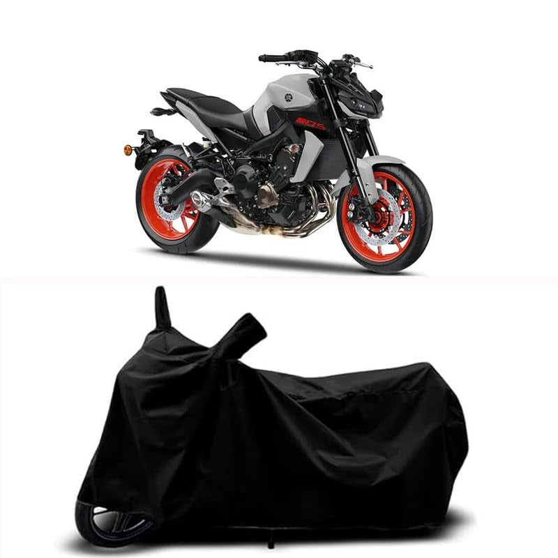 RABABLI Bike Body Cover Compatible with Yamaha 2022 MT-09 STD with All Variants Scratch-Proof, Buckle Belt – Rain, UV & Dust Resistant Windproof & All-Weather Shield (Black Color) - Image 1