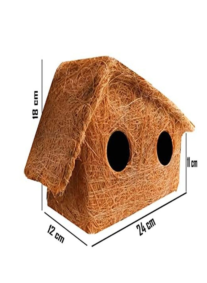 LIVEONCE Safest Organic Bird nest Double Window House Purely Handmade Nest for All Small Birds (Small) - Image 2