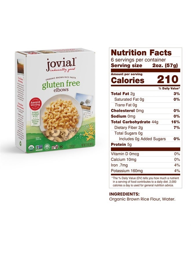 Jovial Whole Grain Brown Rice Elbows Pasta - Pasta Elbows, Elbows Pasta, Whole Grain Pasta, Organic Pasta, Gluten Free, Dairy Free, Brown Rice Pasta, Made in Italy - 12 Oz, 12 Pack - Image 2