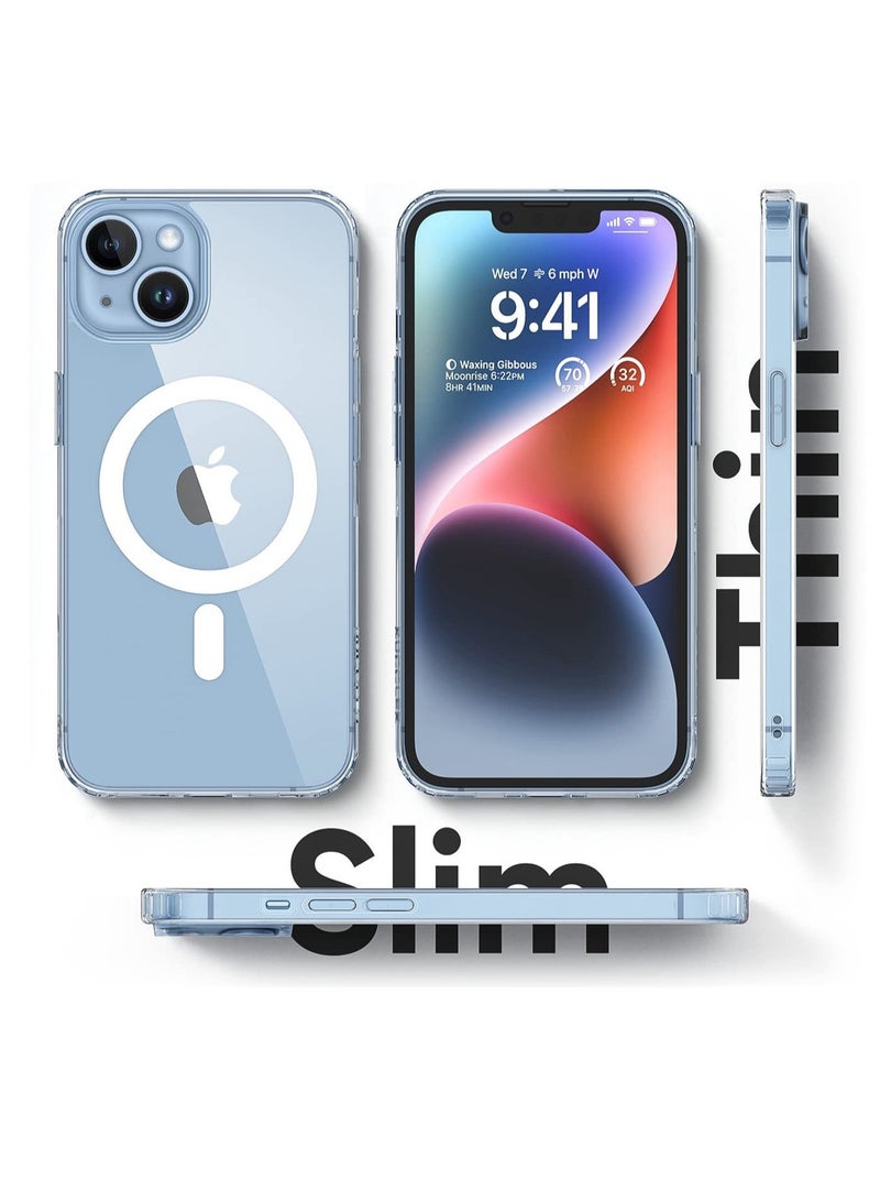 غطاء حماية لهاتف iPhone 15، متوافق مع MagSafe، حماية من الدرجة العسكرية، مقاوم للاصفرار، ظهر مقاوم للخدش، حافظة هاتف مغناطيسية لهاتف iPhone 15 مقاس 6.1 بوصة - Image 2