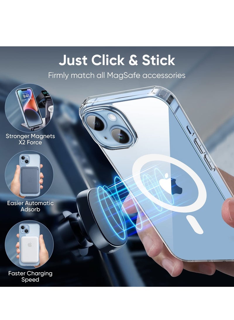غطاء حماية لهاتف iPhone 15، متوافق مع MagSafe، حماية من الدرجة العسكرية، مقاوم للاصفرار، ظهر مقاوم للخدش، حافظة هاتف مغناطيسية لهاتف iPhone 15 مقاس 6.1 بوصة - Image 4
