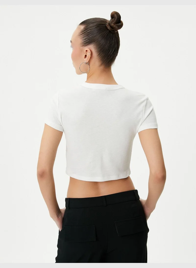 KOTON Printed Crop T-Shirt